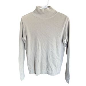 Peruvian Connection Sweater Women's Turtleneck Tan Sz Medium 100% Pima Cotton